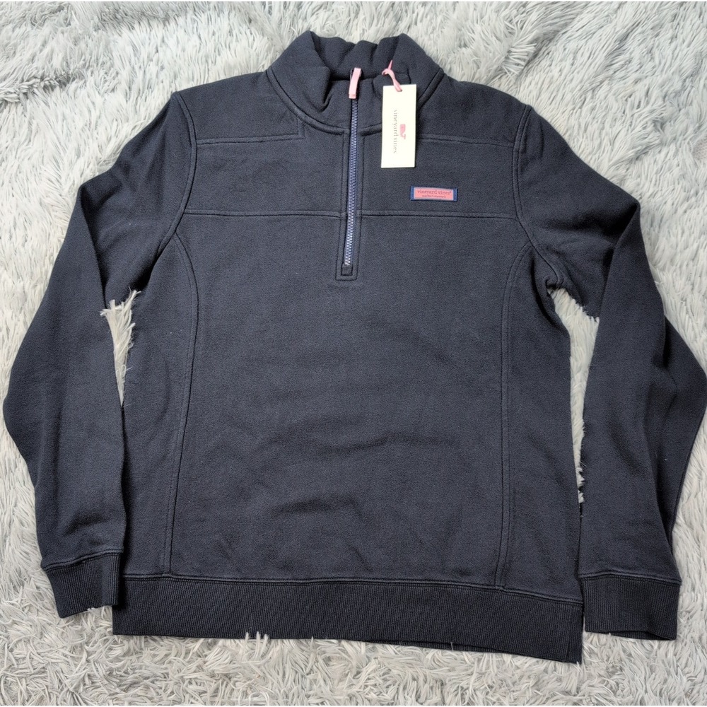 Vineyard Vines Sweatshirt Womens M Blue Half Zip Pockets Outdoors Soft New